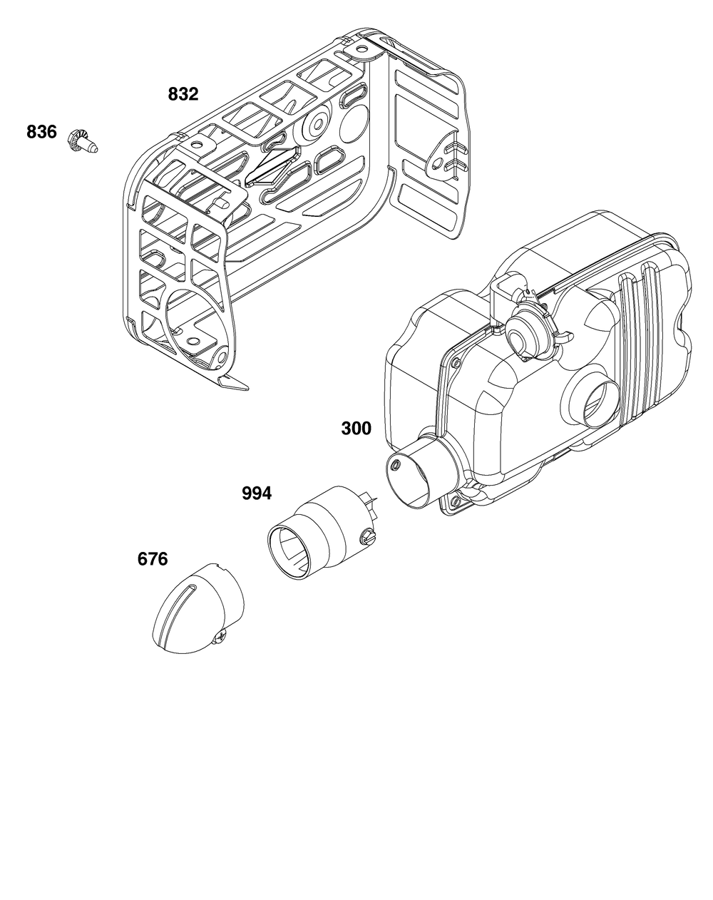 Exhaust Group Diagram and Parts List for 125P02-0021-H5 100000 - 19Z999 Briggs and Stratton Engine